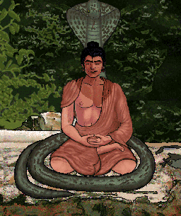 Le Bouddha sous le roi des najas